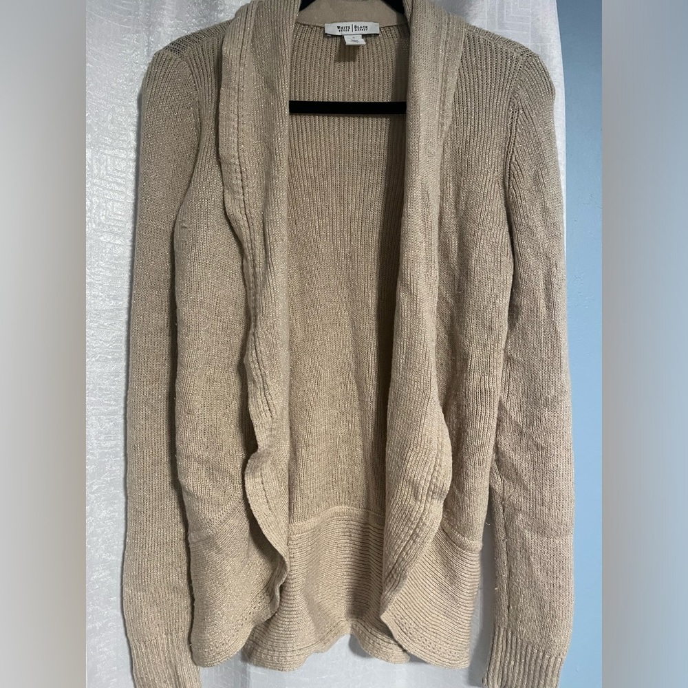 White House Black Market Sparkle Cream Cardigan Sweater